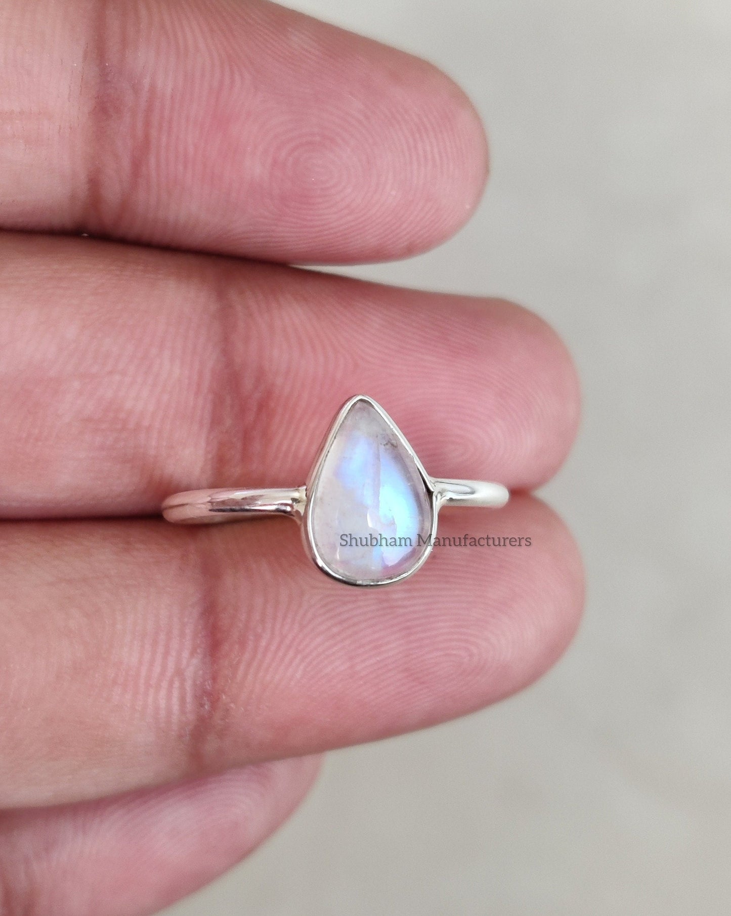 Natural Rainbow Moonstone Ring, 925 Sterling Silver Ring, Blue Fire Pear Shape Moonstone Gemstone Women Handmade Jewelry, Gift for her Rings