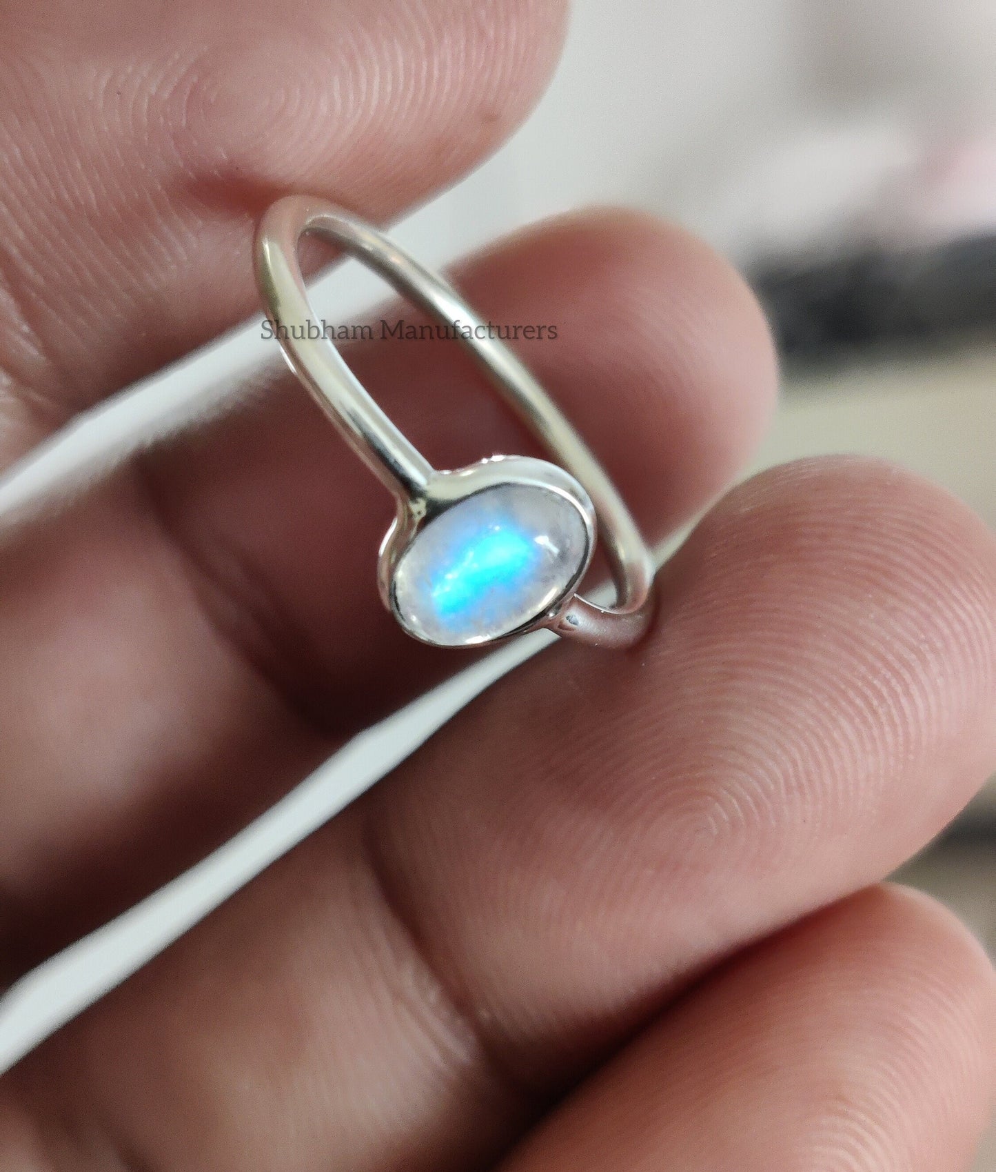 Rainbow Moonstone Ring, 925 Sterling Silver Ring, Handmade Gemstone Ring, Birthstone Jewelry, Tiny Minimalist Ring, Dainty Ring for Her