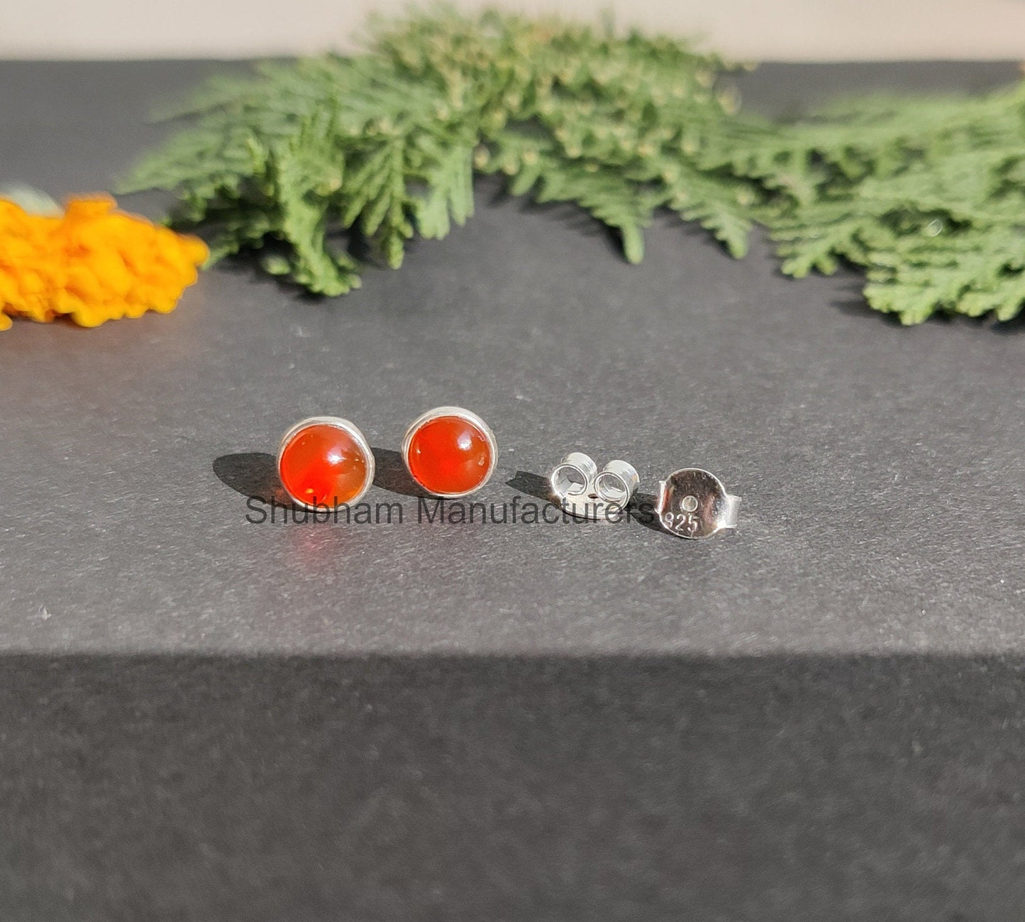 Carnelian Studs Earrings, 925 Sterling Silver Studs, Orange Crystal Studs, Natural Gemstone Studs, Carnelian Post Earrings, Studs for Girls