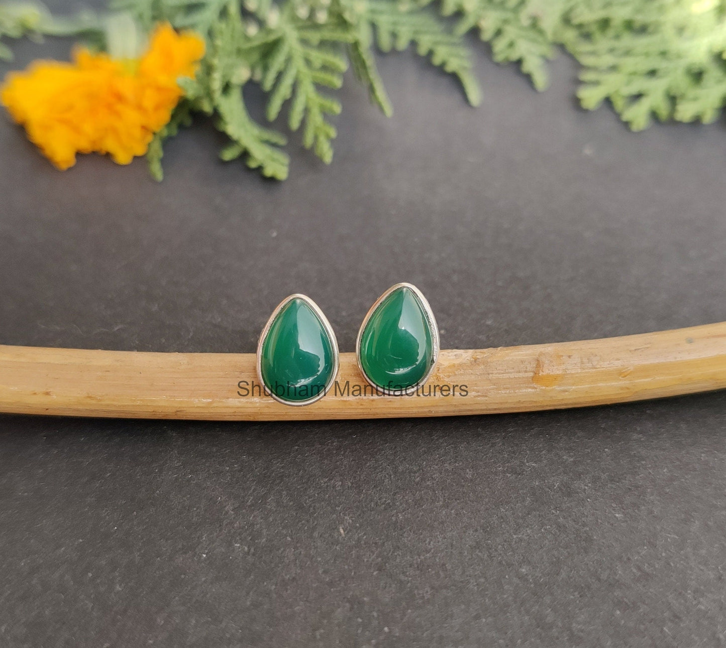 Green Onyx Stud Earrings, 925 Sterling Silver Studs, Tiny Studs for Girls, Green Studs for Women, Birthstone Studs, Silver Gemstone Studs