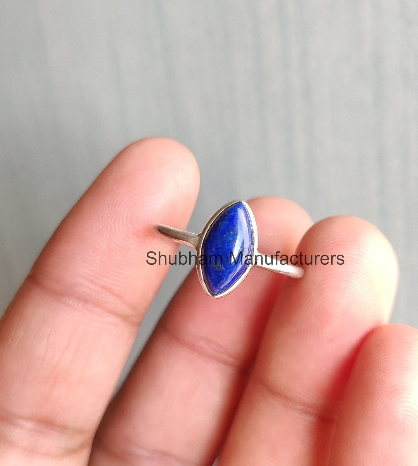 Lapis Lazuli Ring, 925 Sterling Silver Ring, Blue Gemstone Ring, Simple Everyday Ring, Natural Lapis Jewelry, Marquise Shape Ring for Women