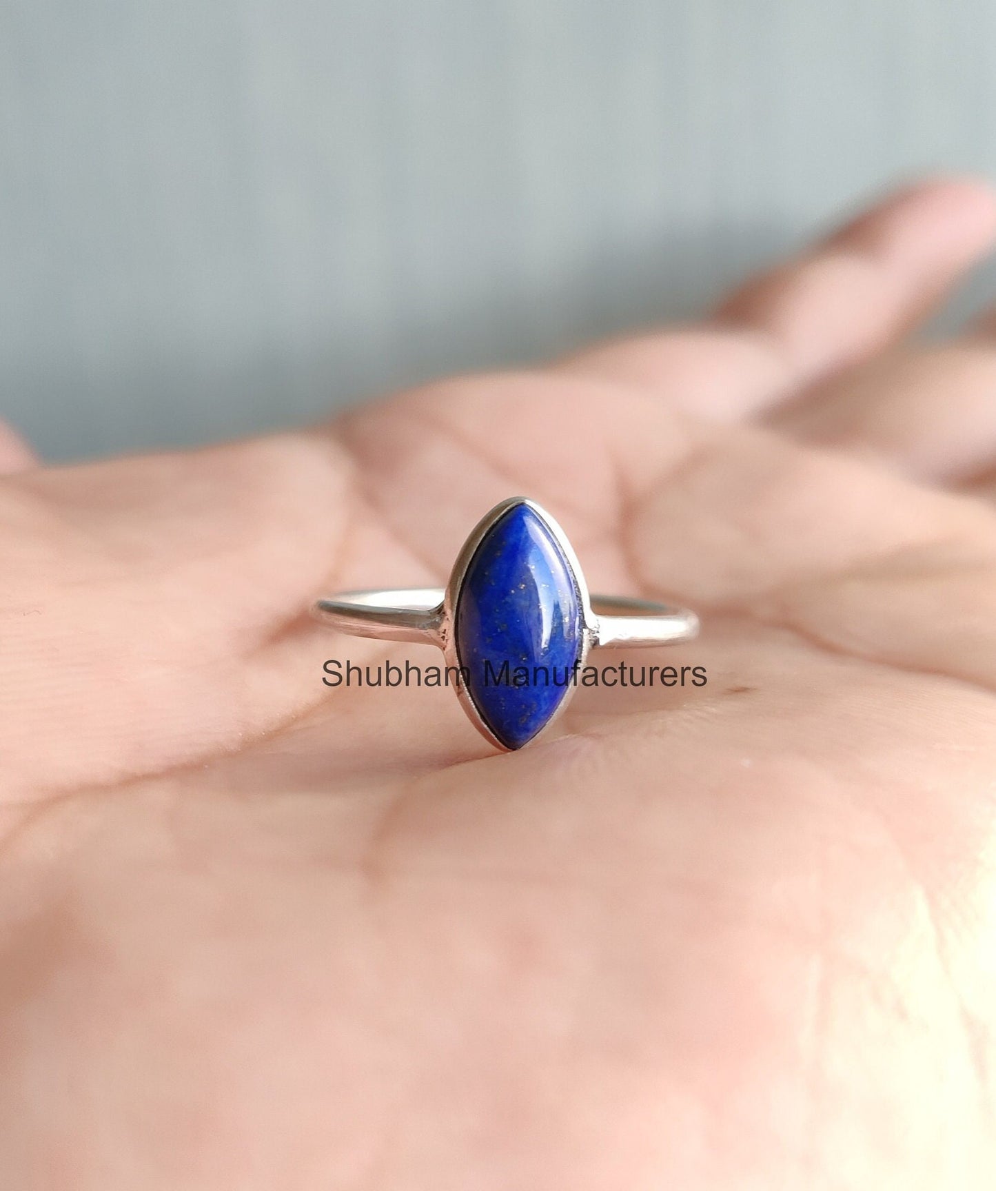 Lapis Lazuli Ring, 925 Sterling Silver Ring, Blue Gemstone Ring, Simple Everyday Ring, Natural Lapis Jewelry, Marquise Shape Ring for Women