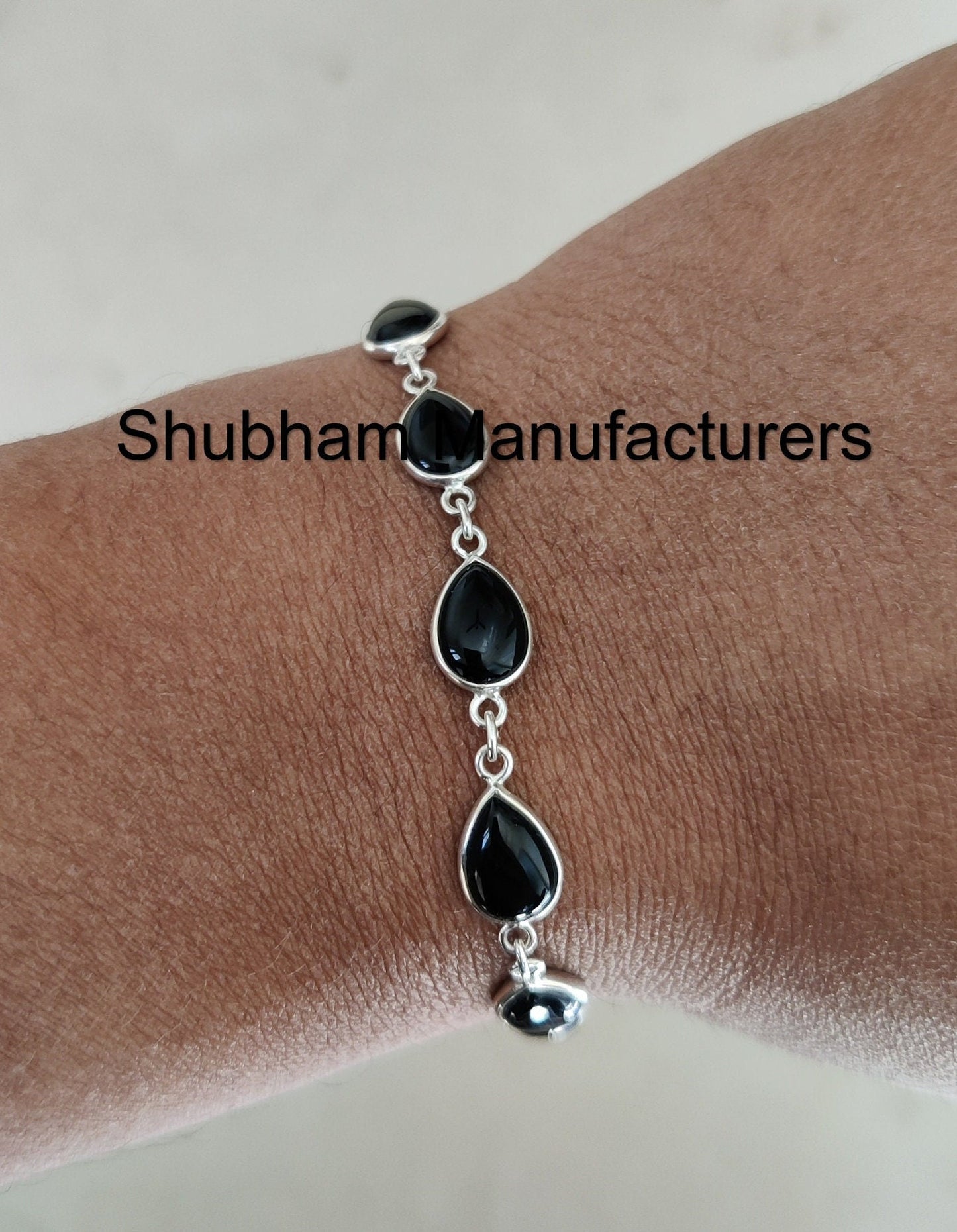 Black Onyx Bracelet, 025 Sterling Silver Bracelet, Bracelet for Women, Gemstone Adjustable Bracelet, Black Onyx Handmade Jewelry for Her