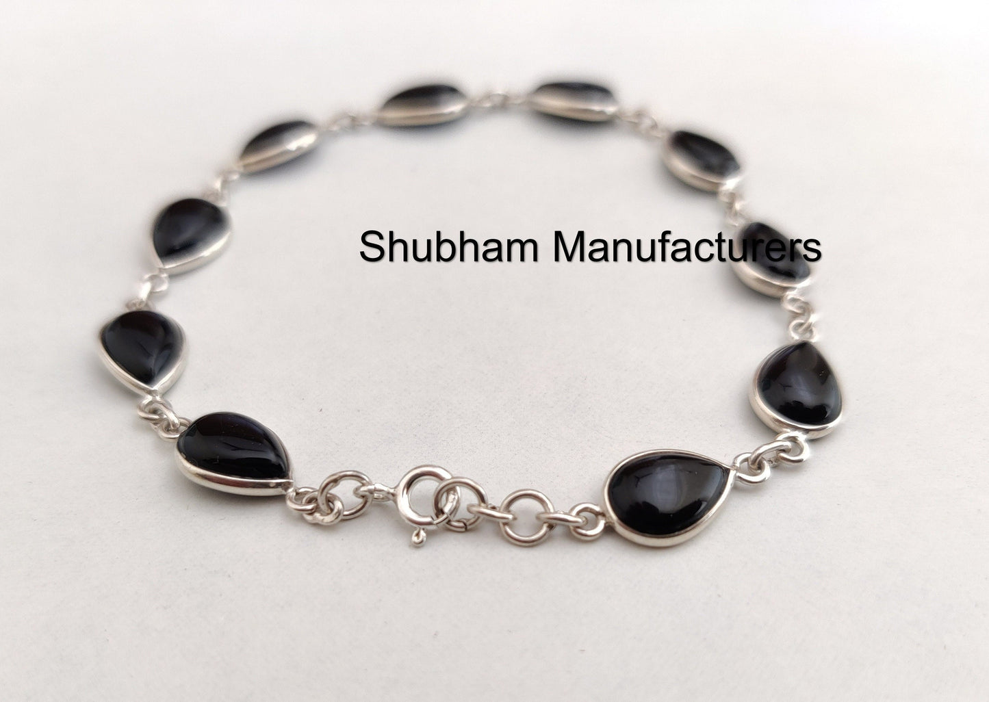 Black Onyx Bracelet, 025 Sterling Silver Bracelet, Bracelet for Women, Gemstone Adjustable Bracelet, Black Onyx Handmade Jewelry for Her
