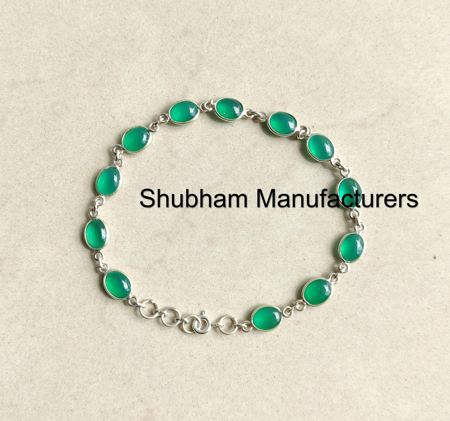 Green Onyx Bracelet, 925 Sterling Silver Bracelet, Green Gemstone Bracelet, Green Onyx Jewelry, Adjustable Bracelet for Women, Gift for Her