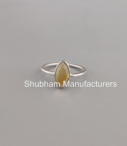 Citrine Ring, 925 Sterling Silver Ring, Natural Citrine Jewelry, November Birthstone, Yellow Stone Ring, Gemstone Stackable Ring for Her