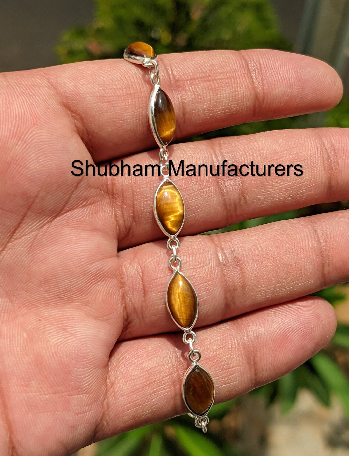 Natural Tigers Eye Bracelet, 925 Sterling Silver Bracelet, Brown Gemstone Bracelet, Tiger Eye Silver Bracelet, Silver Stone Bracelet for Her