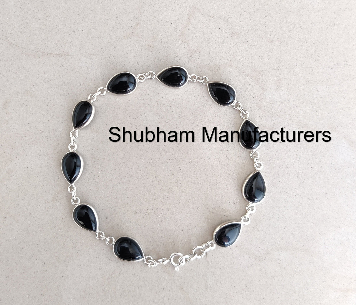 Black Onyx Bracelet, 025 Sterling Silver Bracelet, Bracelet for Women, Gemstone Adjustable Bracelet, Black Onyx Handmade Jewelry for Her