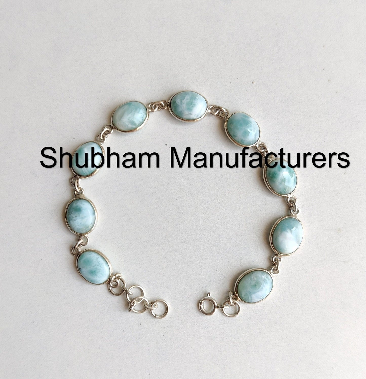 Blue Larimar Bracelet, 925 Sterling Silver Bracelet, Natural Gemstone Adjustable Bracelet, Handmade Jewelry for Her, Oval Stone Bracelet