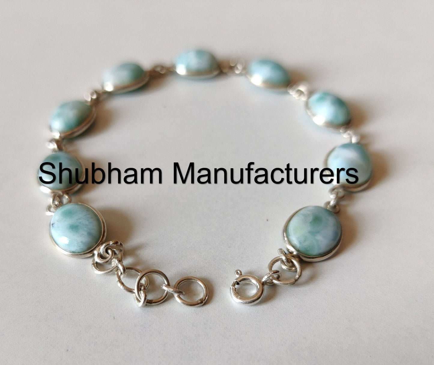 Blue Larimar Bracelet, 925 Sterling Silver Bracelet, Natural Gemstone Adjustable Bracelet, Handmade Jewelry for Her, Oval Stone Bracelet