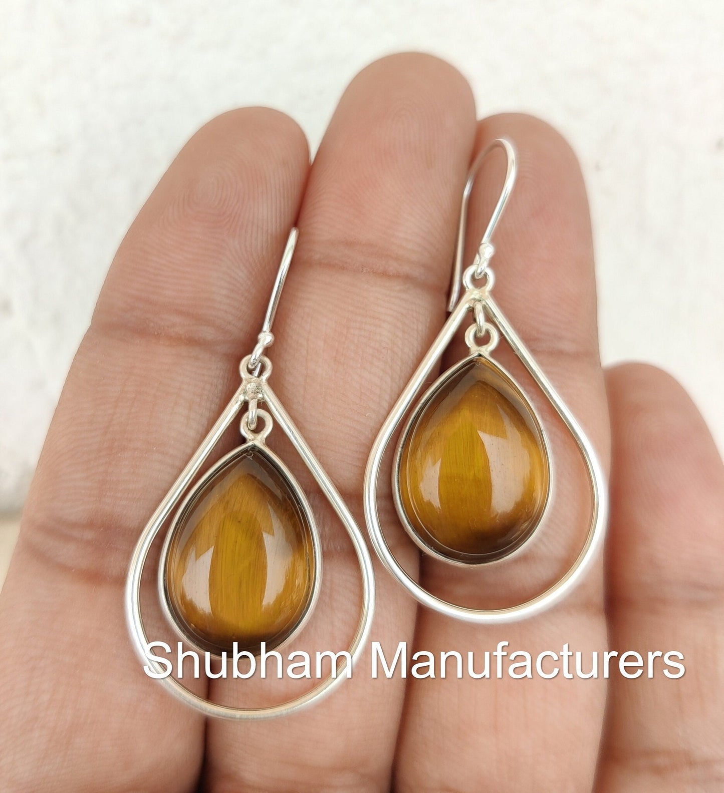 Tiger Eye Dangle Earrings, 925 Sterling Silver Earrings, Tiger Eye Jewelry, Drop Dangle Earrings for Her, Unique Design, Natural Stone