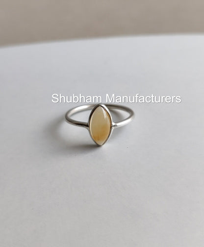 Citrine Ring, 925 Sterling Silver Ring, Natural Citrine Jewelry, November Birthstone, Yellow Stone Ring, Gemstone Stackable Ring for Her