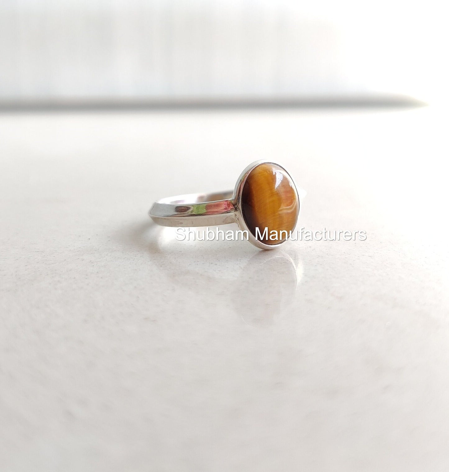 Tiger Eye Ring, 925 Sterling Silver, Tiger's Eye Silver Jewelry, Oval Gemstone, Unisex Ring, Birthstone Ring for Men and Women, Bezel Ring