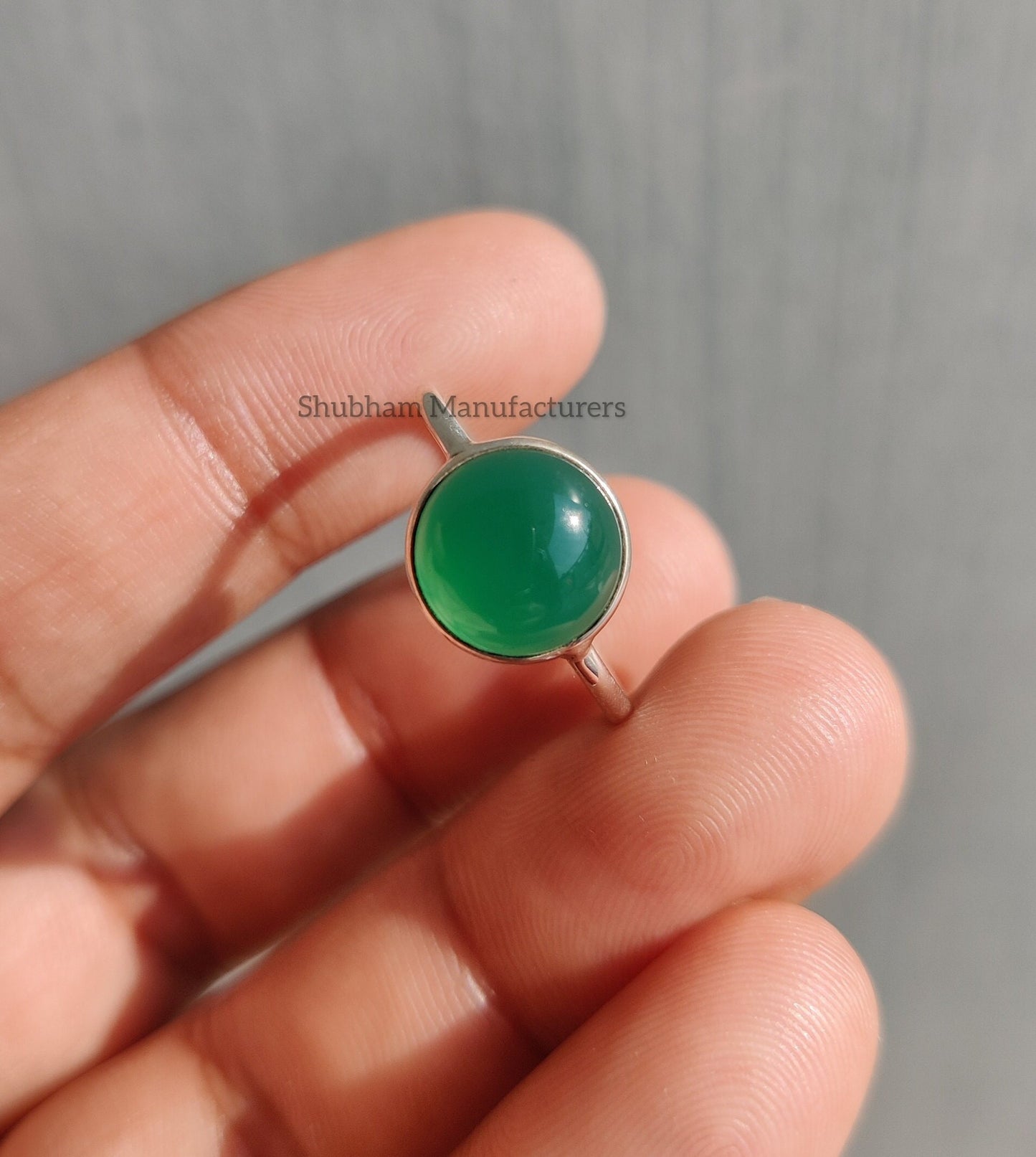 Natural Green Onyx Ring, 925 Sterling Silver Ring, December Birthstone Jewelry, Handmade Gemstone Ring, Round Shaped Ring for Women and Girl