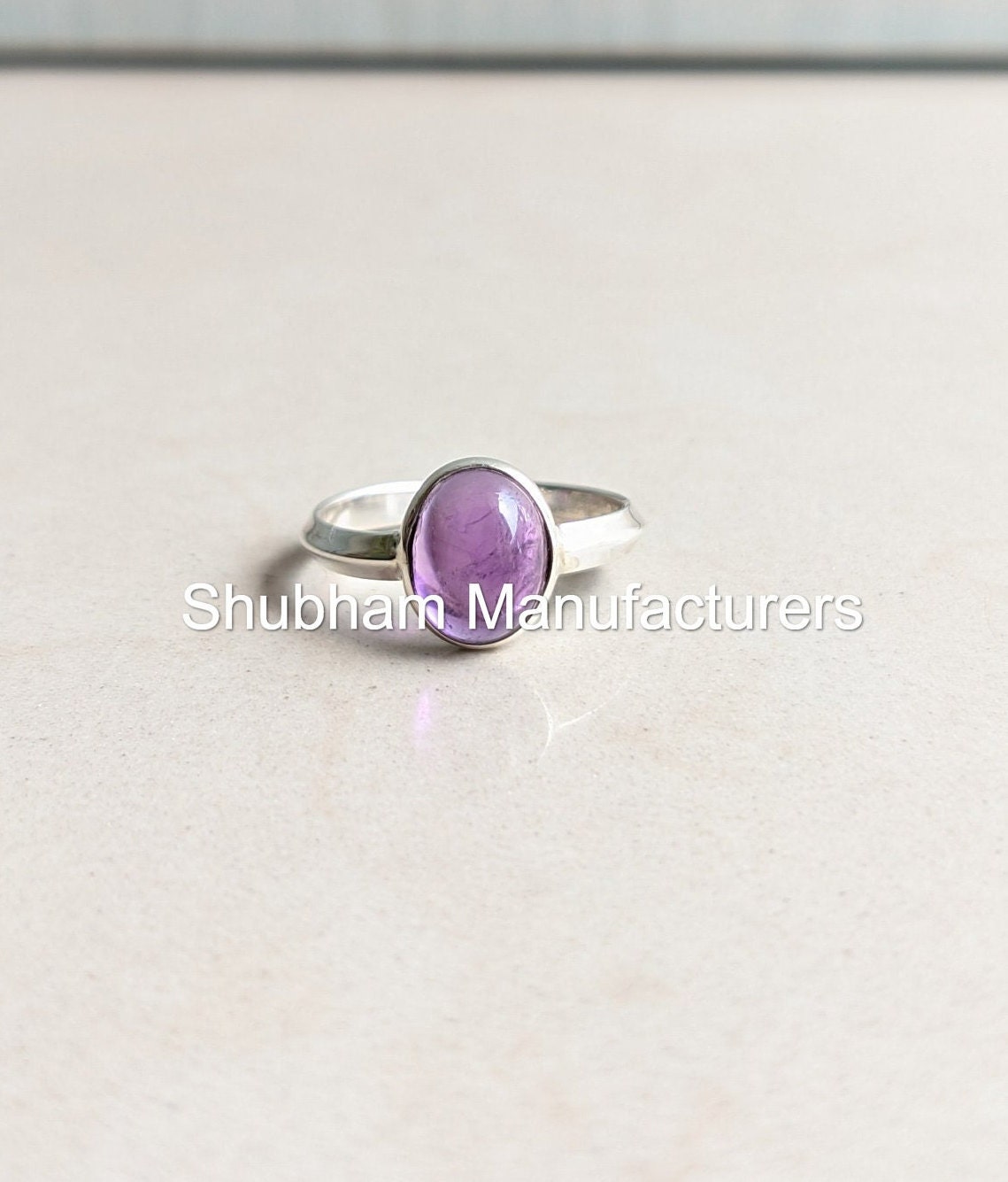 Natural Amethyst Ring, 925 Sterling Silver Ring, Purple Amethyst Jewelry, February Birthstone, Cabochon Gemstone, Healing Crystal for Her