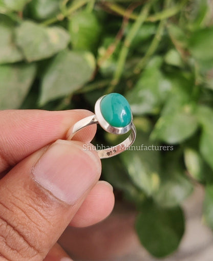 Natural Green Onyx Ring, 925 Sterling Silver Ring, Handmade Gemstone Ring, Birthstone Jewelry, Onyx Women Ring, Proposal Ring, Gift for Her