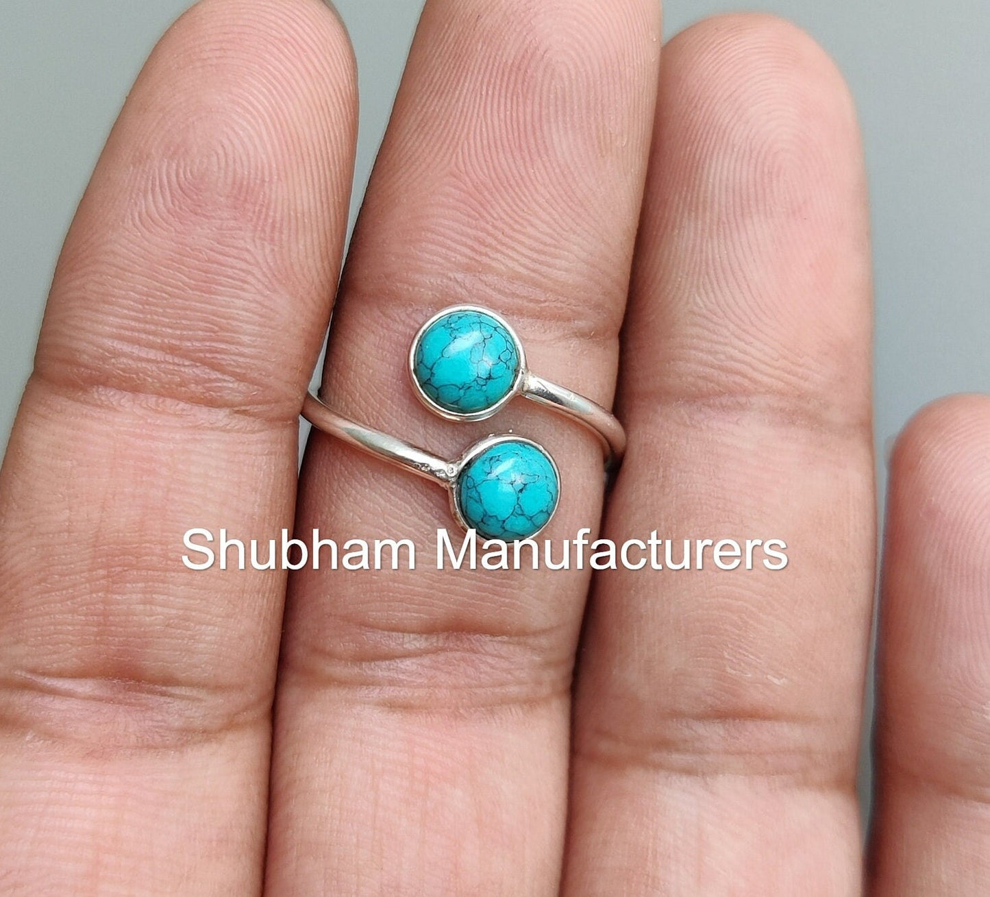 Turquoise Ring, 925 Sterling Silver Ring, Bypass Gemstone Ring, Natural Turquoise Jewelry, Everyday Simple, December Birthstone, Handmade