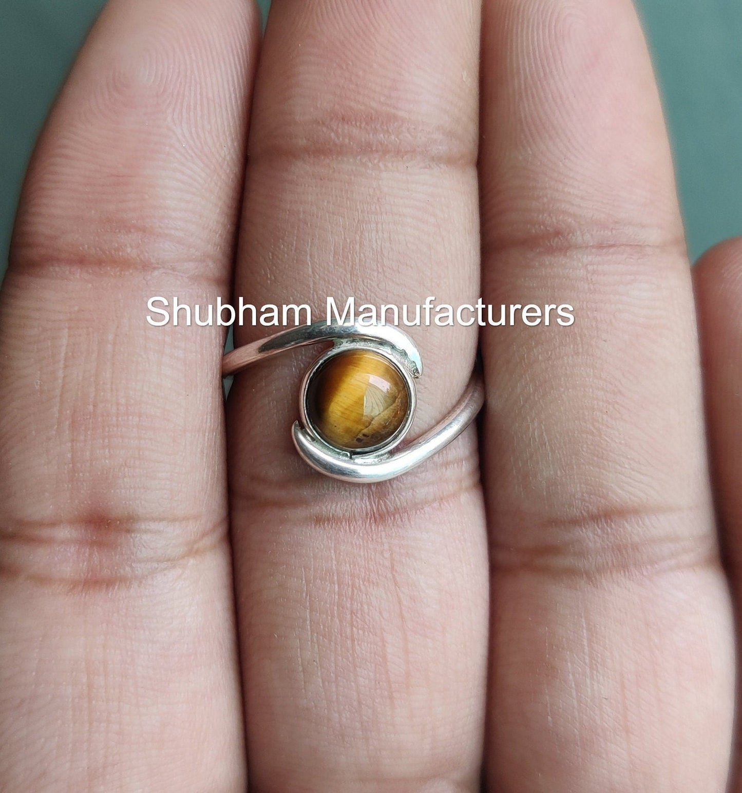 Tiger Eye Ring, 925 Sterling Silver Handmade Ring, Brown Gemstone, Designer Bypass Ring, Dainty Birthstone Ring, Tiger's Eye Jewelry for Her