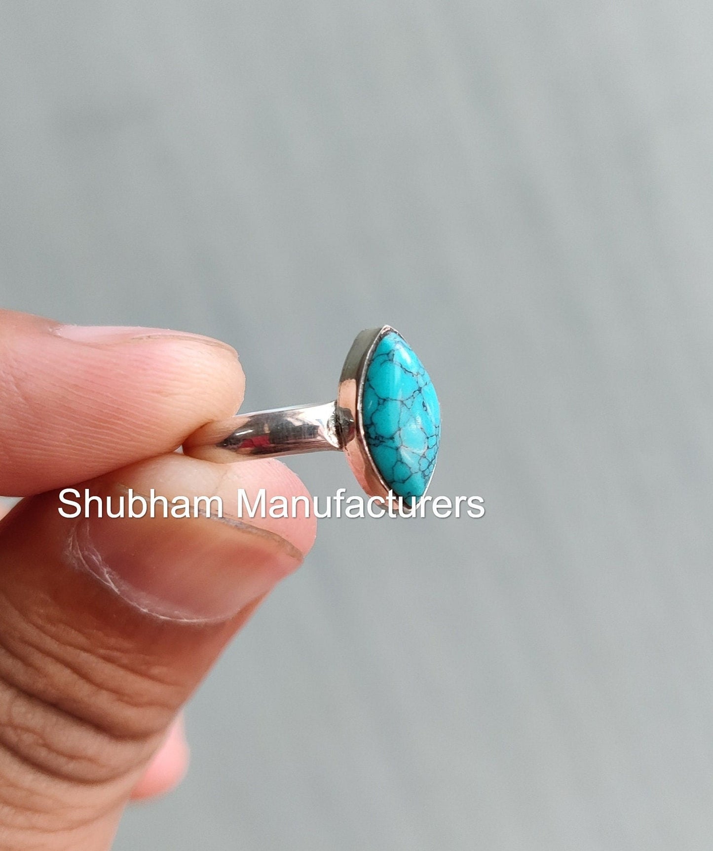 Genuine Turquoise Ring, 925 Sterling Silver Ring, Boho Gemstone Ring, Marquise Shape Ring, Handmade Turquoise Jewelry, December Birthstone