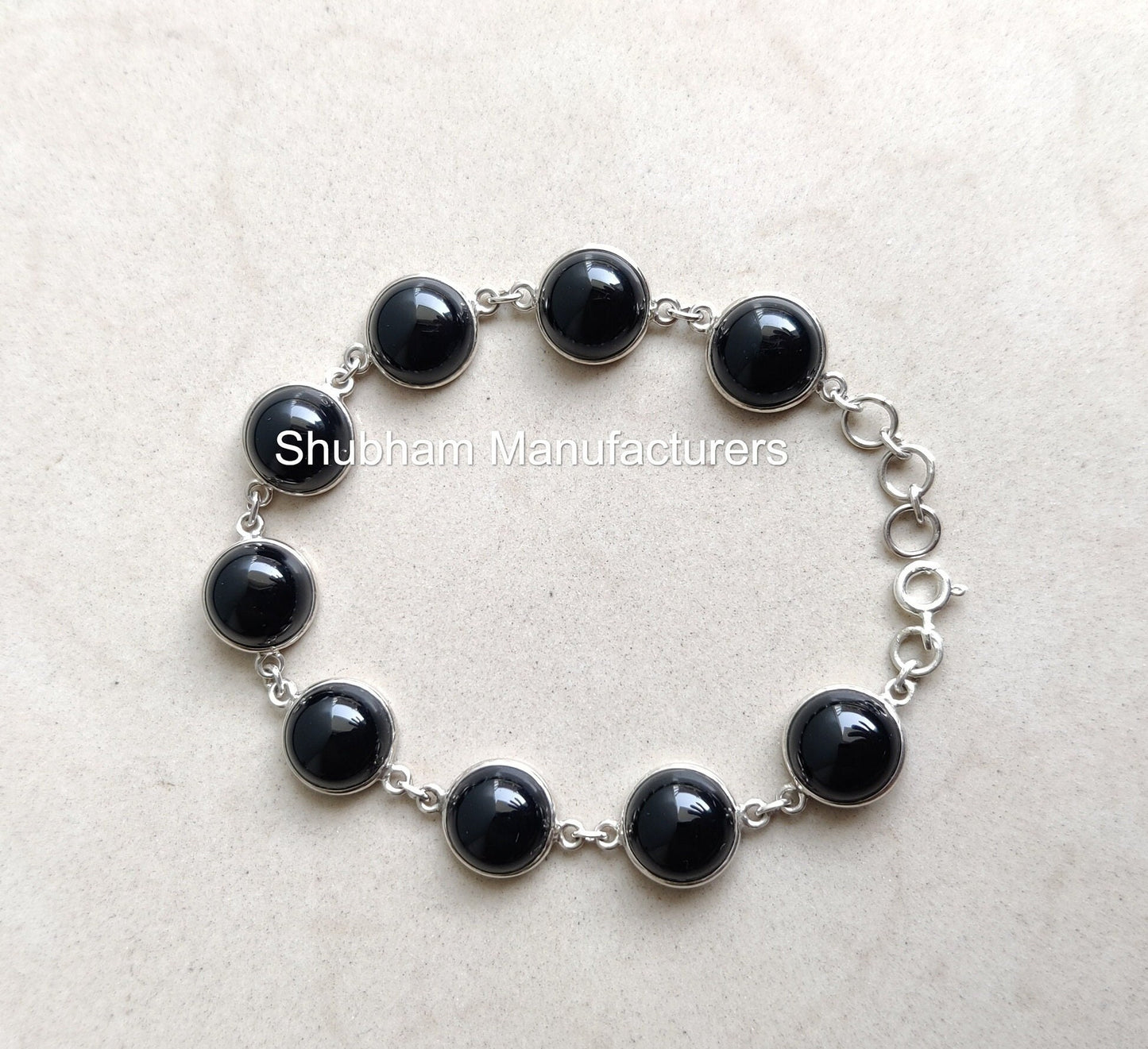 Black Onyx Bracelet, 925 Sterling Silver Bracelet, Handmade Gemstone Bracelet, Natural Stone Jewelry, For Men & Women, Adjustable Bracelet