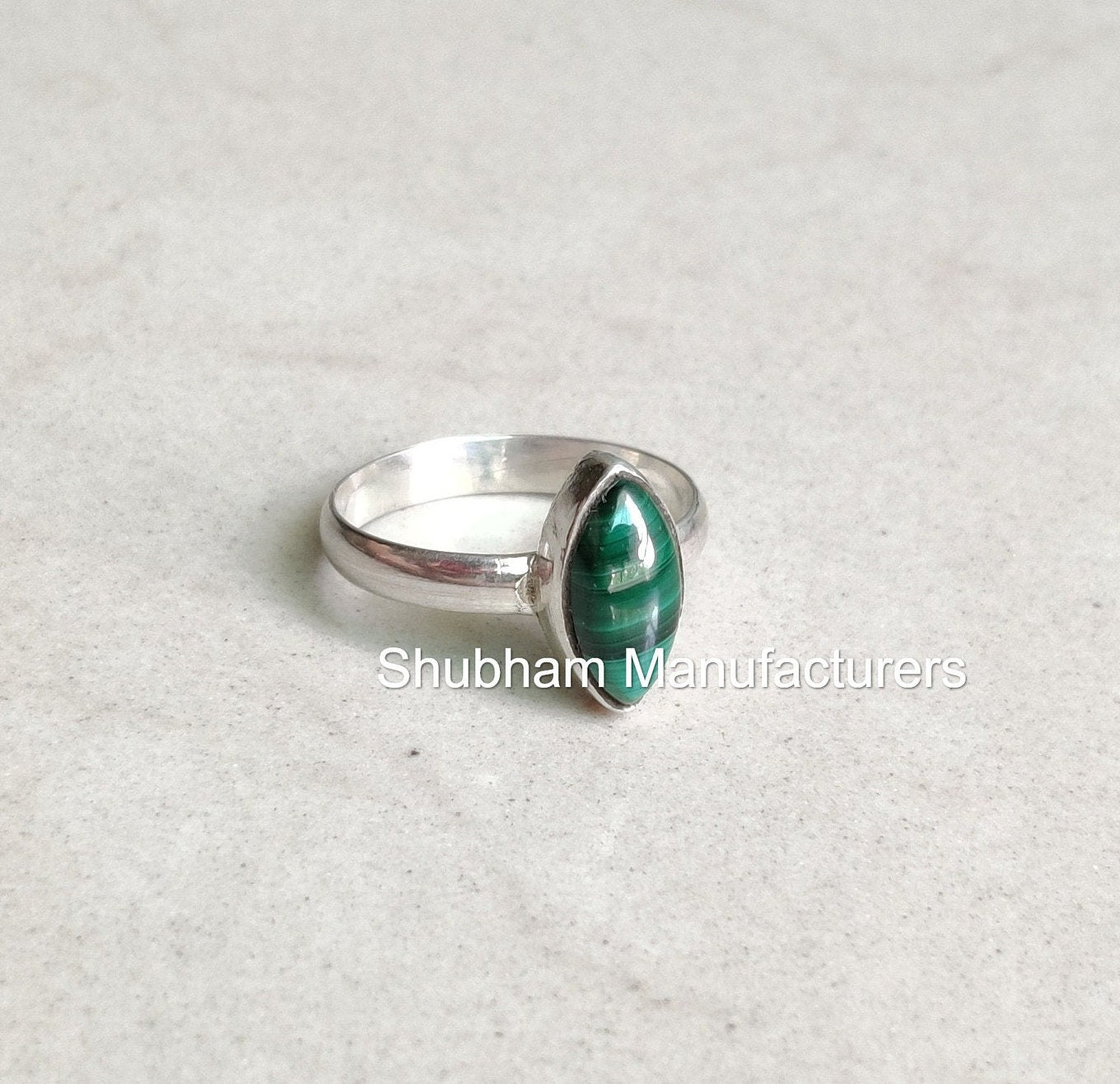 Natural Malachite Ring, 925 Sterling Silver Ring, Green Gemstone Ring, Taurus Birthstone, Daily Wear Stackable Ring, Handmade Gift for Her