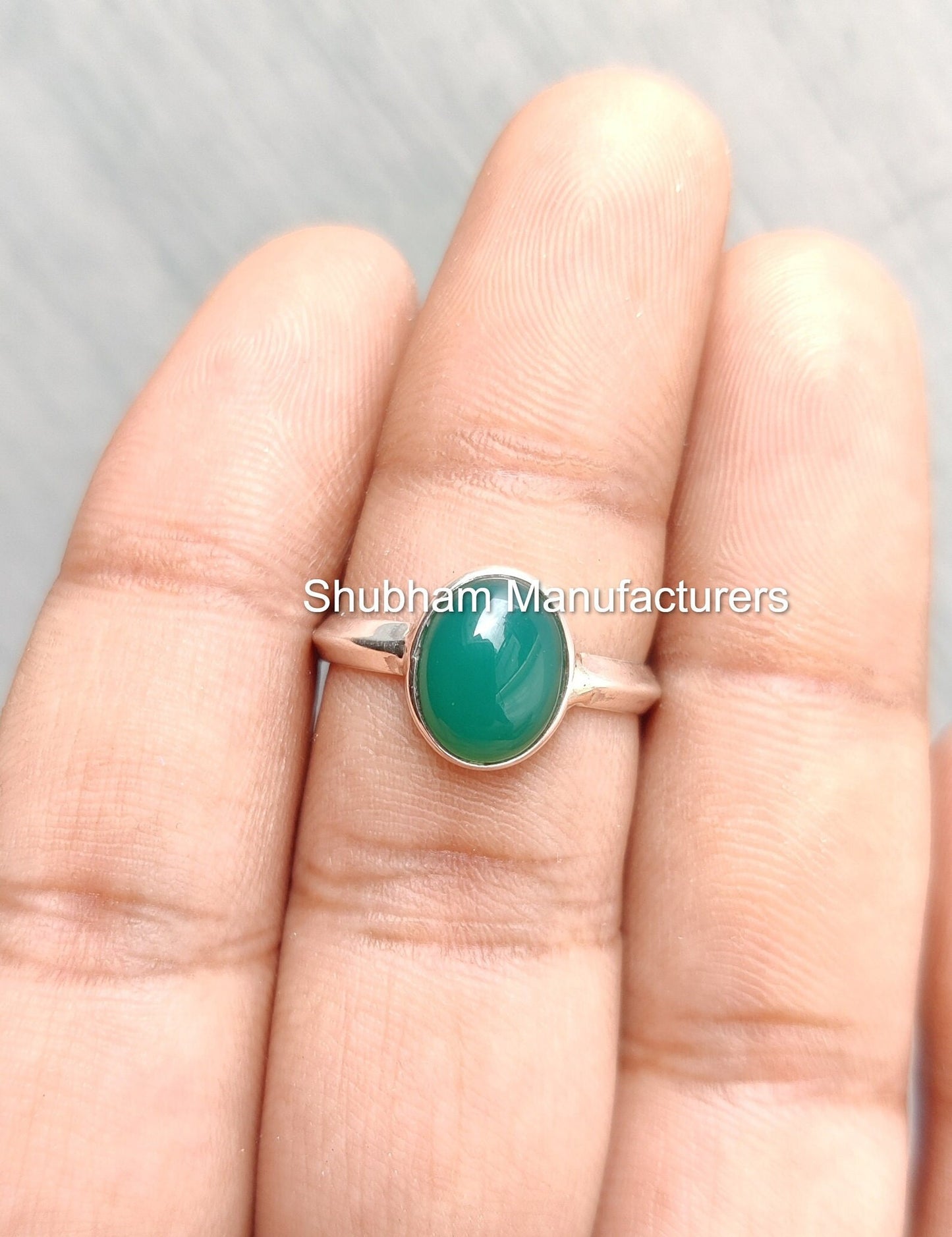 Natural Green Onyx Ring, 925 Sterling Silver Ring, December Birthstone, Simple Everyday Ring, Green Gemstone Ring, Handmade Women's Ring
