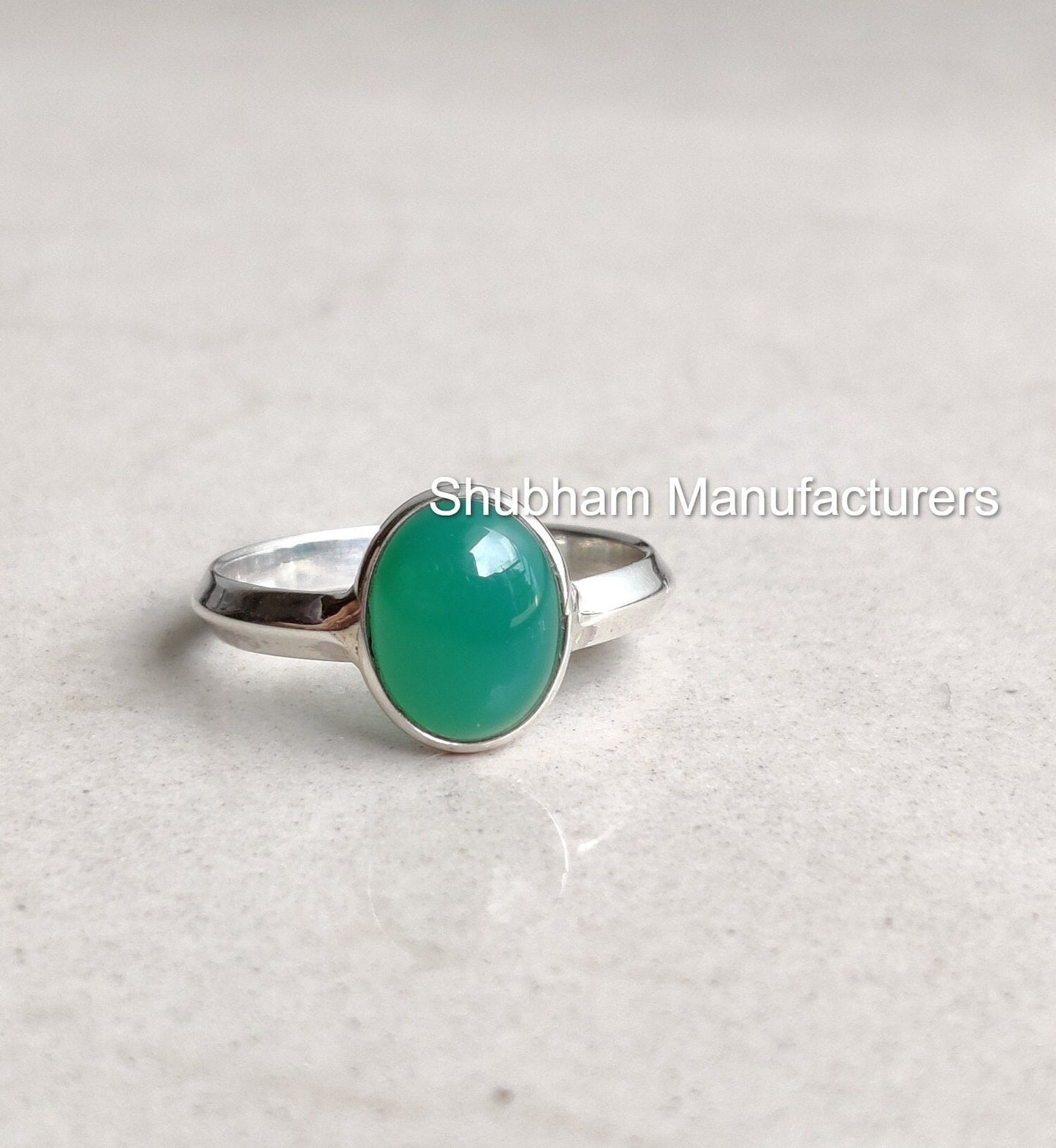 Natural Green Onyx Ring, 925 Sterling Silver Ring, December Birthstone, Simple Everyday Ring, Green Gemstone Ring, Handmade Women's Ring