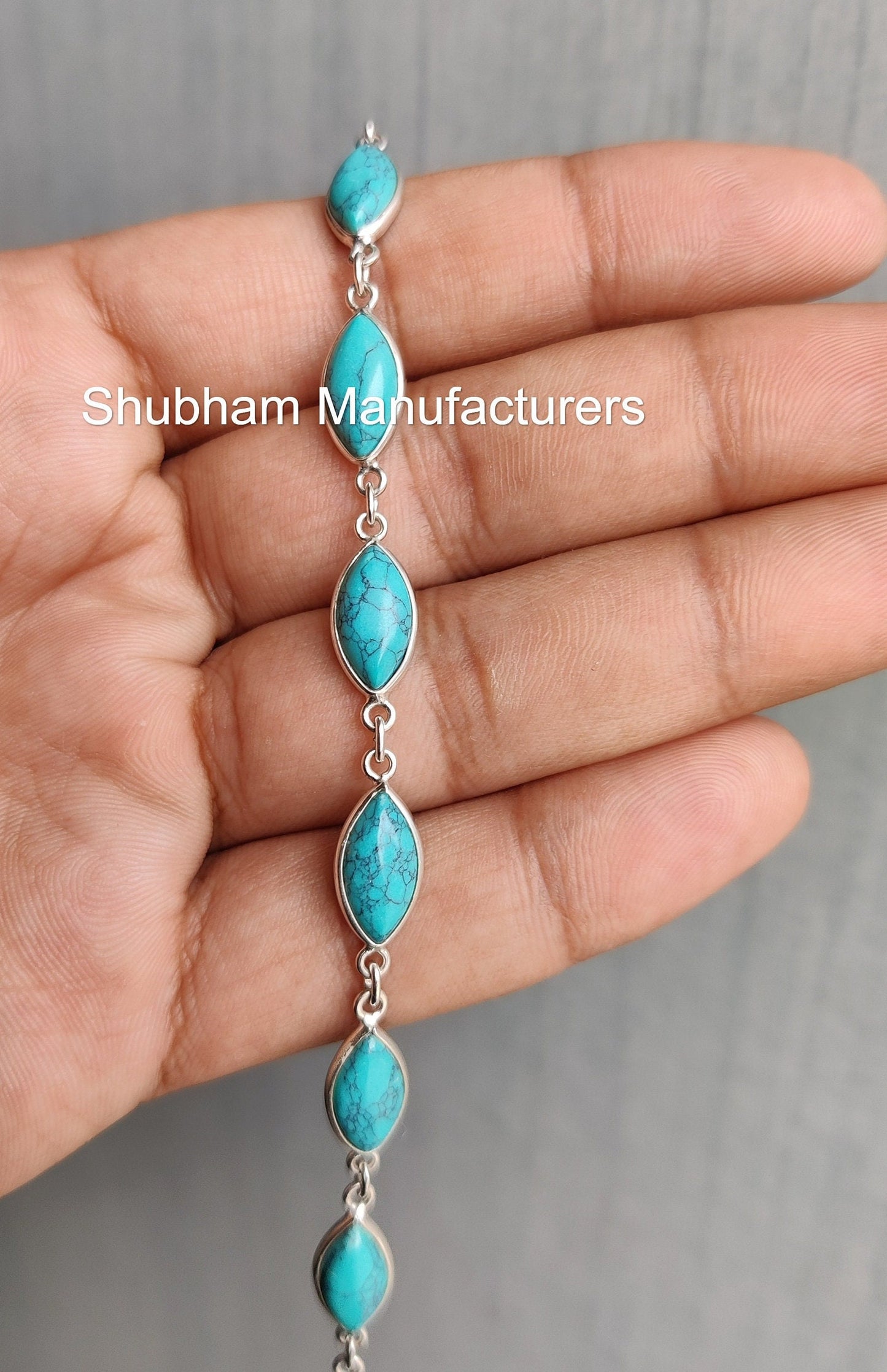 Genuine Turquoise Silver Bracelet, 925 Sterling Silver Bracelet, Gemstone Bracelet, Marquise Shape, Handmade Adjustable, For Girls & Women