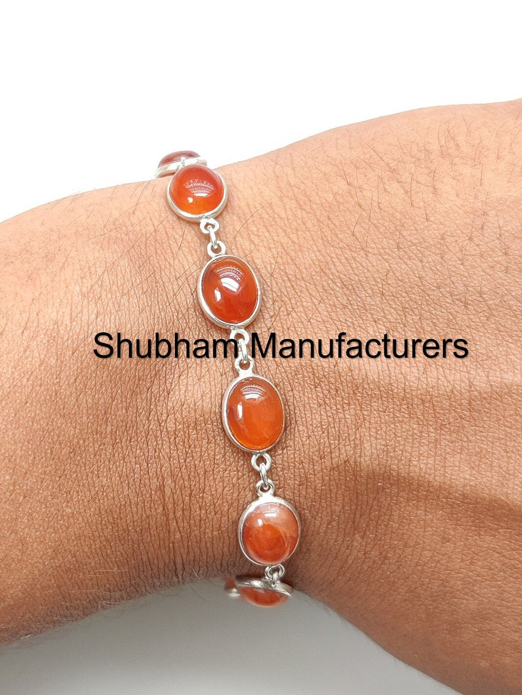 Natural Carnelian Bracelet, 925 Sterling Silver Bracelet, Simple Everyday Bracelet, Orange Gemstone Jewelry, Handmade Bracelet for Women