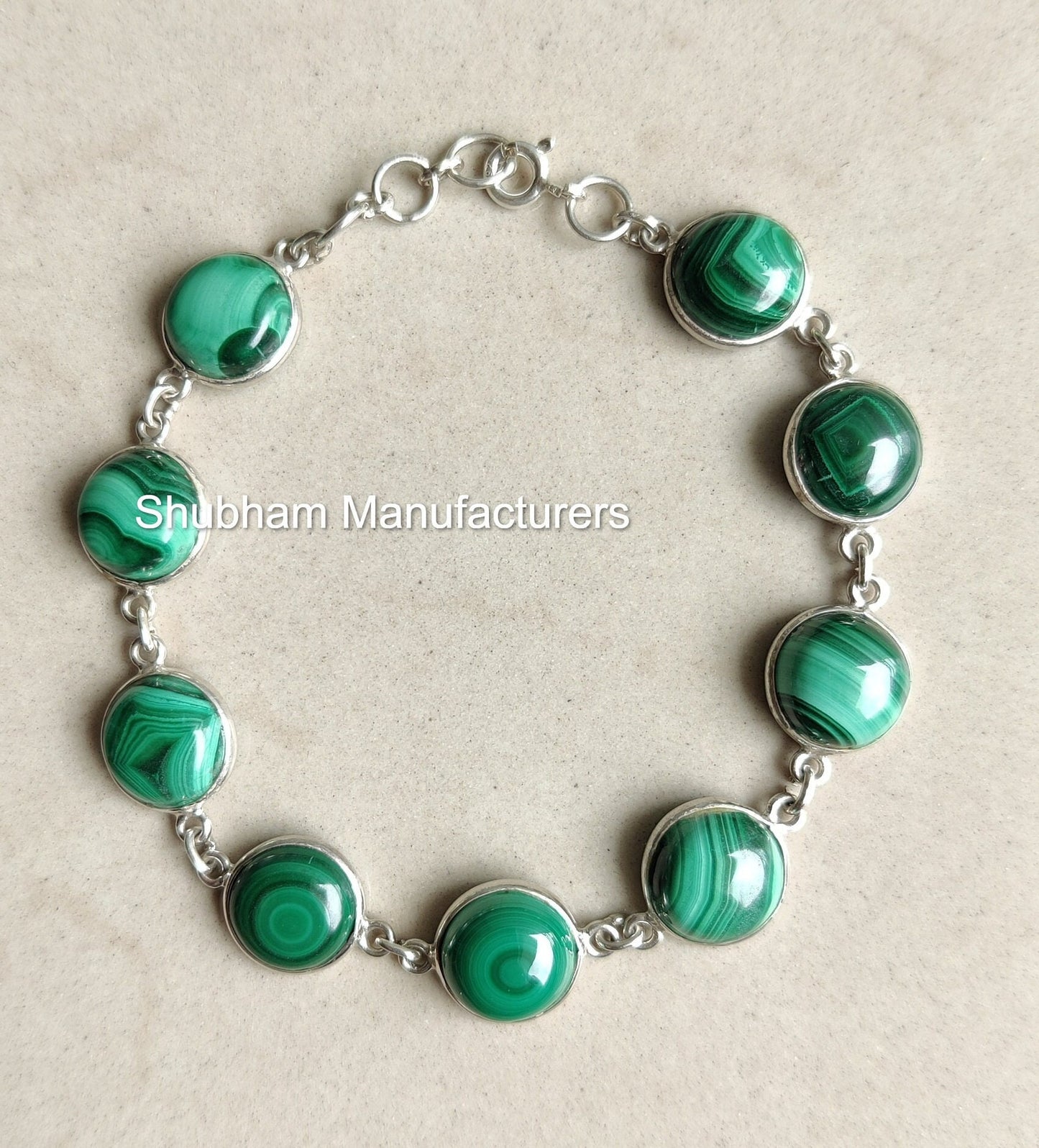 Natural Malachite Bracelet, 925 Sterling Silver Bracelet, Handmade Wedding Bracelet, Green Gemstone Adjustable Bracelet, Birthstone Jewelry