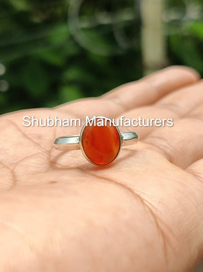 Natural Carnelian Ring, 925 Sterling Silver Ring, Birthstone Jewelry, Ring for Women, Minimalist Stone Ring, Oval Gemstone Ring for Her