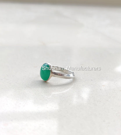 Natural Green Onyx Ring, 925 Sterling Silver Ring, December Birthstone, Simple Everyday Ring, Green Gemstone Ring, Handmade Women's Ring