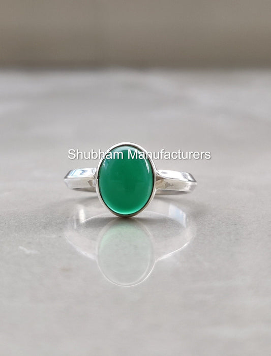 Natural Green Onyx Ring, 925 Sterling Silver Ring, December Birthstone, Simple Everyday Ring, Green Gemstone Ring, Handmade Women's Ring