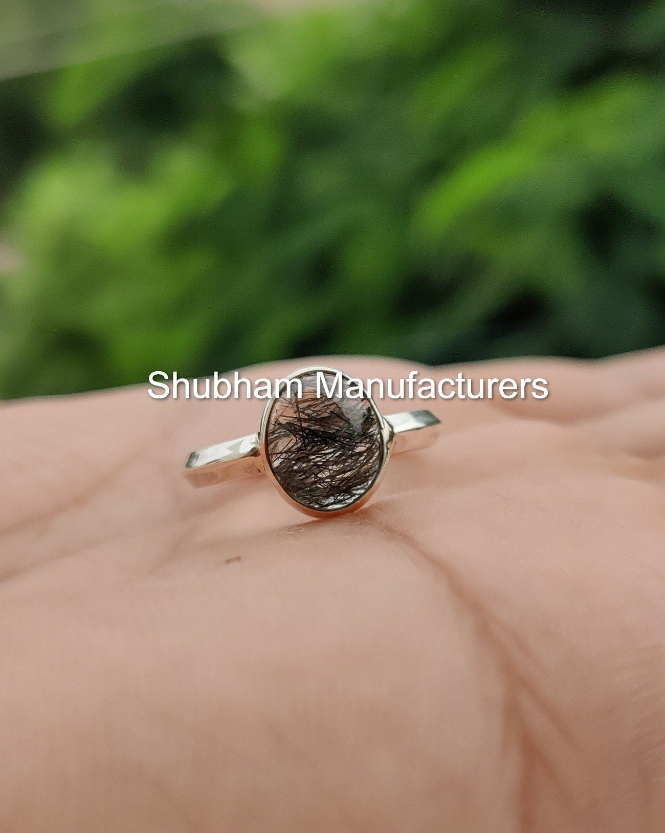 Black Rutile Quartz Ring, 925 Sterling Silver Ring, Natural Gemstone Jewelry, Rutilated Quartz, Black Stone Ring, Promise Handmade Ring