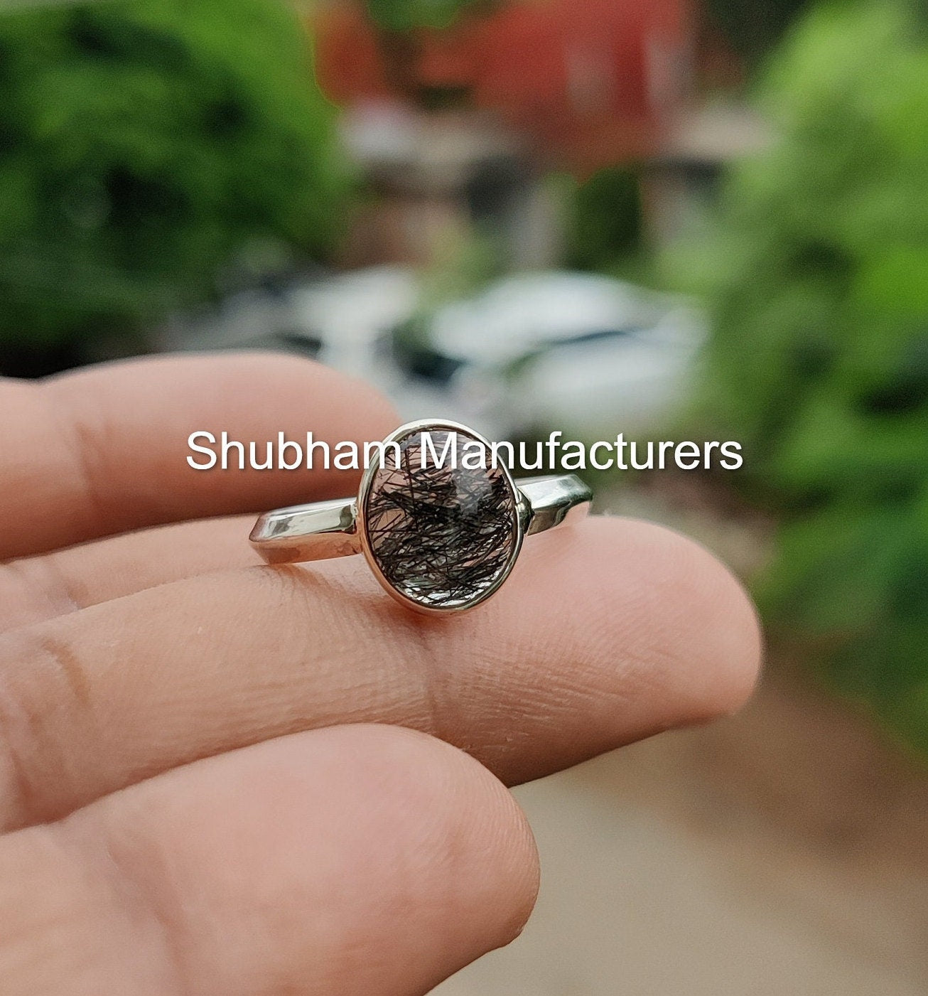 Black Rutile Quartz Ring, 925 Sterling Silver Ring, Natural Gemstone Jewelry, Rutilated Quartz, Black Stone Ring, Promise Handmade Ring