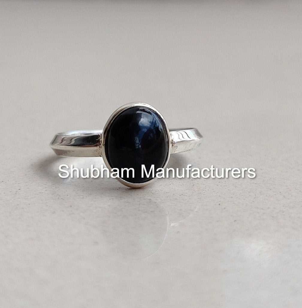 Natural Black Onyx Ring, 925 Sterling Silver Ring, Oval Shape Stone Ring, Black Gemstone Ring, Simple Everyday Ring, Birthstone Ring for Her