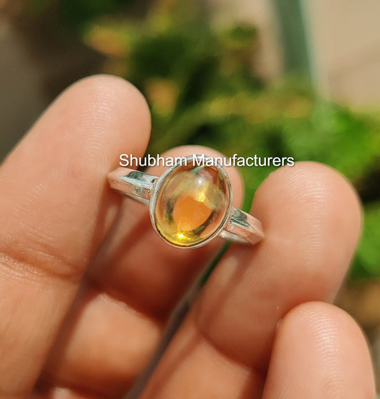 Natural Citrine Ring, 925 Sterling Silver Ring, Yellow Gemstone Ring, Minimalist Stone Ring, Handmade Silver Jewelry, November Birthstone