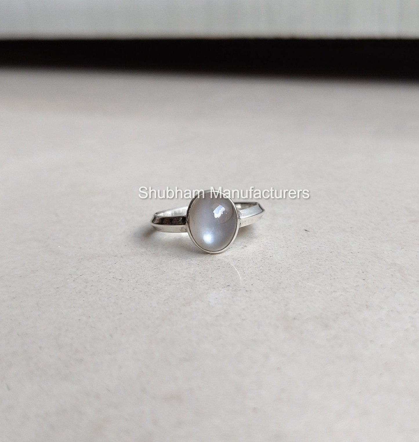 Natural Gray Moonstone Ring, 925 Sterling Silver Ring, Simple Everyday Gemstone Ring, Gray Stone Jewelry, June Birthstone, Handmade Gift