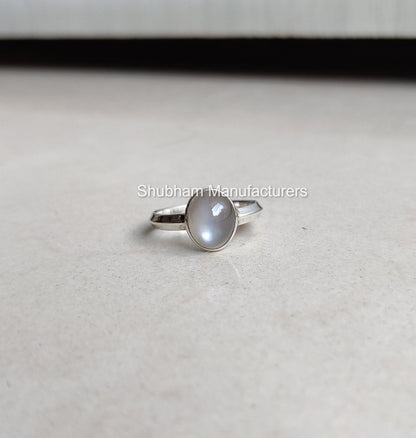Natural Gray Moonstone Ring, 925 Sterling Silver Ring, Simple Everyday Gemstone Ring, Gray Stone Jewelry, June Birthstone, Handmade Gift