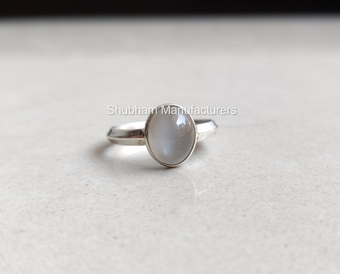Natural Gray Moonstone Ring, 925 Sterling Silver Ring, Simple Everyday Gemstone Ring, Gray Stone Jewelry, June Birthstone, Handmade Gift