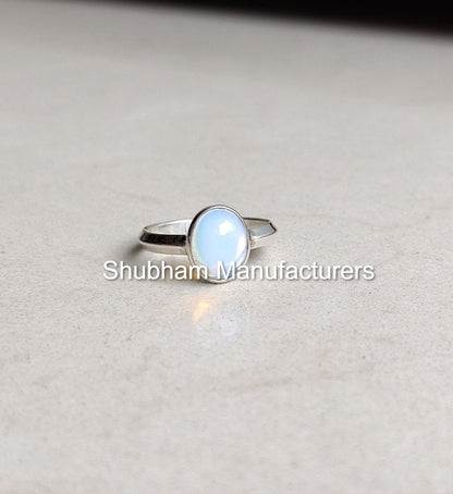 Sparkling Opalite Ring, 925 Sterling Silver Ring, Milky Quartz Gemstone Ring, Stone Ring for Women, Colorful Opalite Jewelry,Healing Crystal