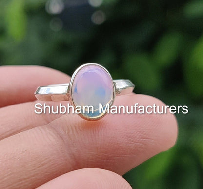 Sparkling Opalite Ring, 925 Sterling Silver Ring, Milky Quartz Gemstone Ring, Stone Ring for Women, Colorful Opalite Jewelry,Healing Crystal