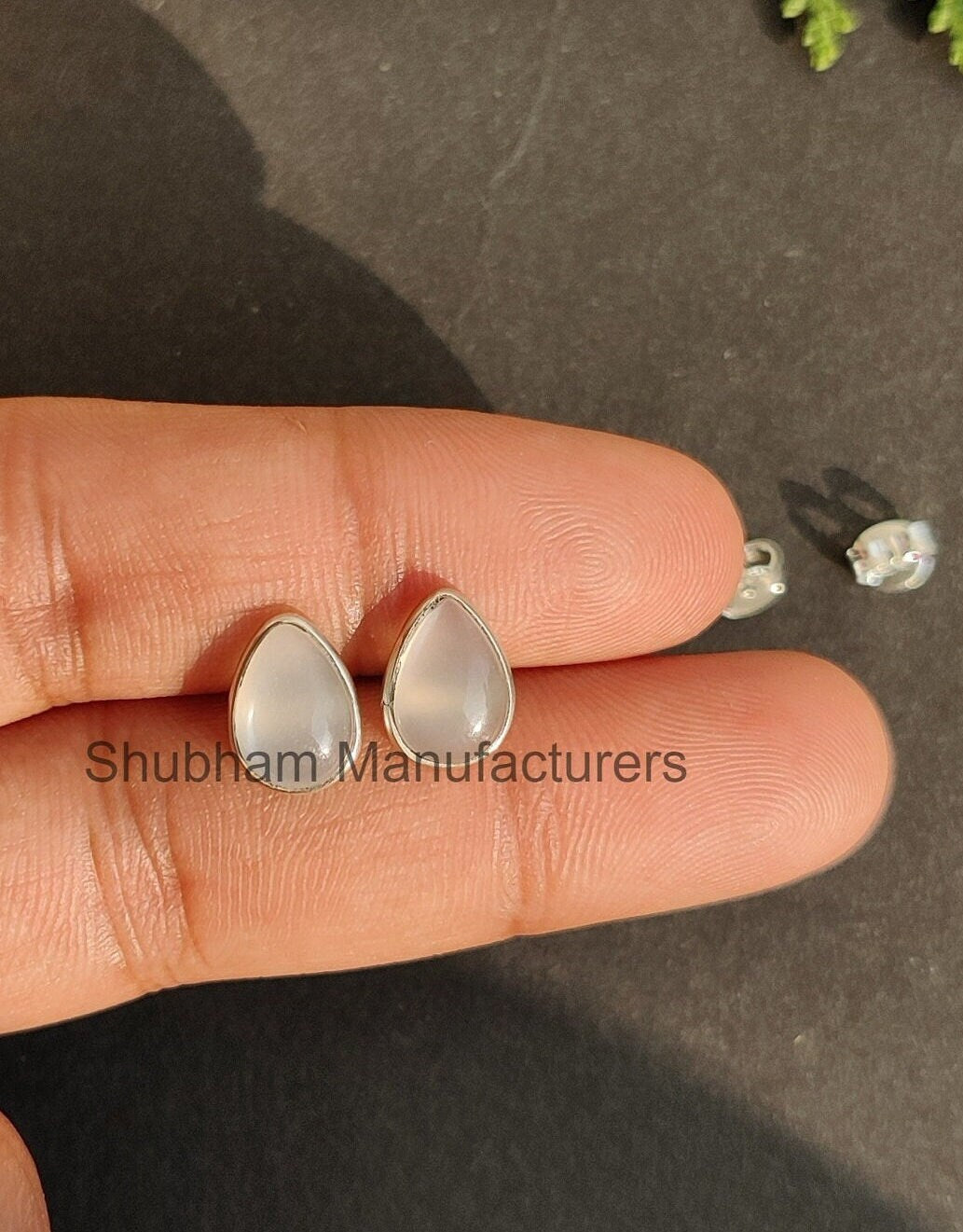 White Moonstone Stud Earrings, 925 Sterling Silver Studs, Moonstone Post Earrings, Healing Crystal Studs, Cute Earrings for Girls & Women