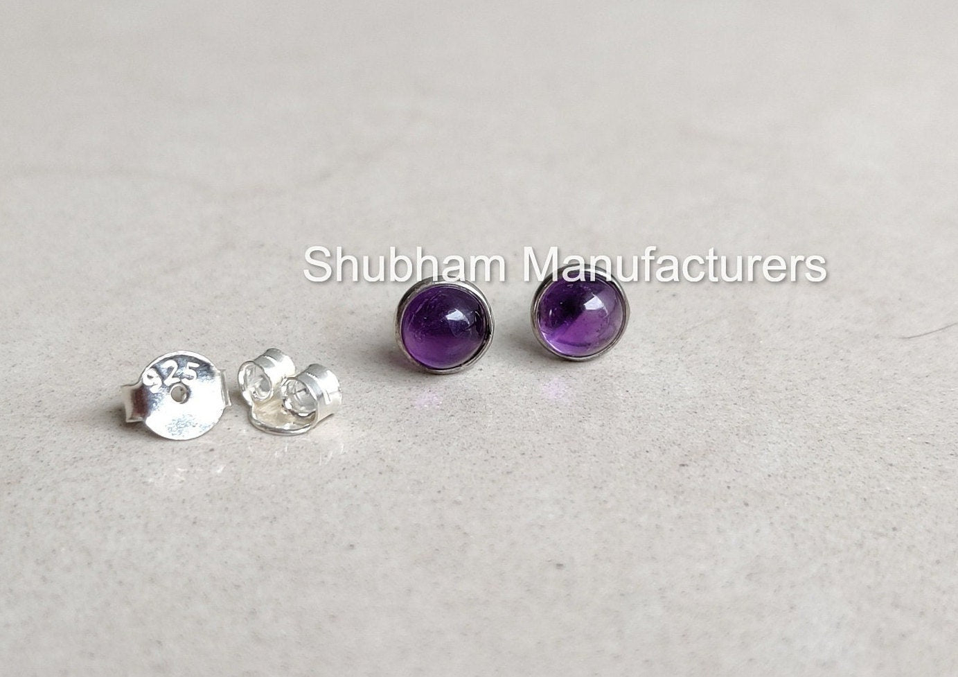 Natural Amethyst Stud Earrings, 925 Sterling Silver Studs, Purple Amethyst Crystal Studs, February Birthstone Earrings, Tiny Post Earrings