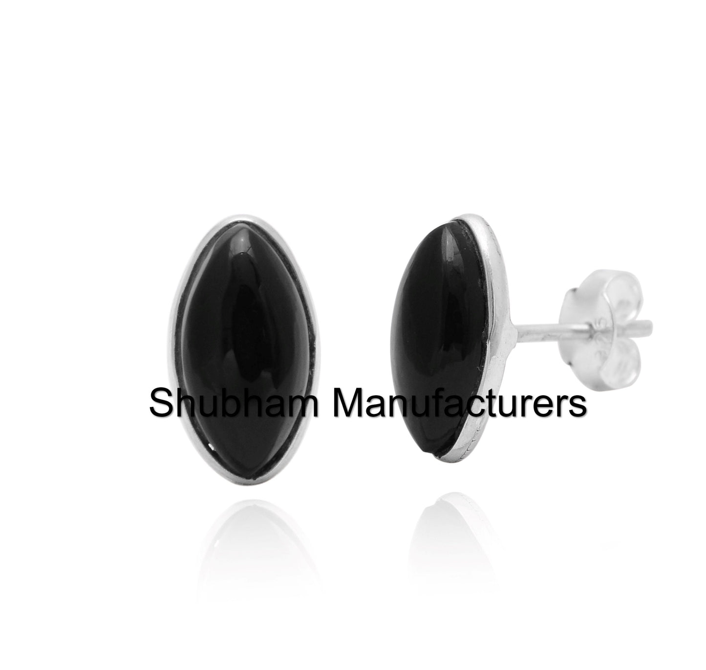 Genuine Black Onyx Stud Earrings, 925 Sterling Silver Studs, Black Earrings for Men & Women, Dainty Simple Studs, Black Gemstone Earrings