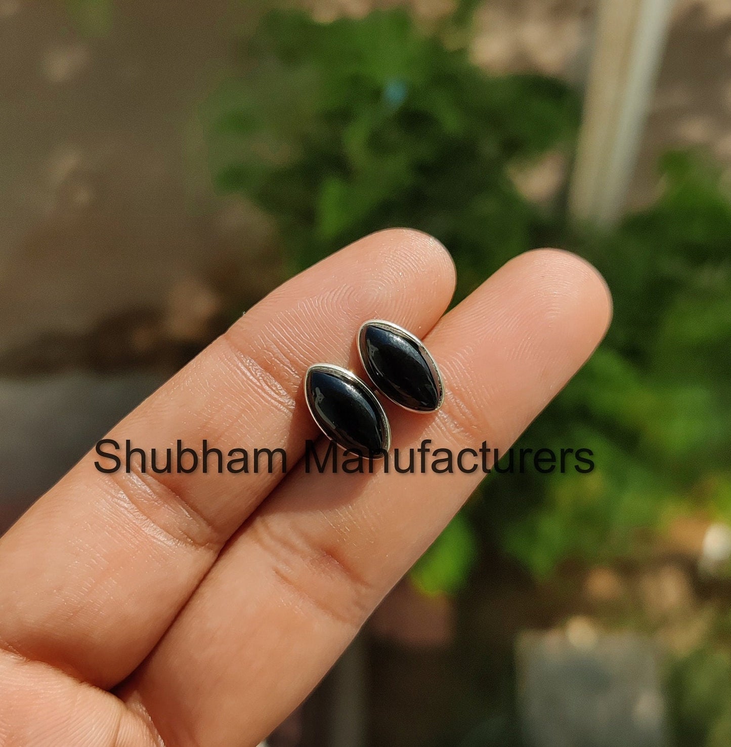 Genuine Black Onyx Stud Earrings, 925 Sterling Silver Studs, Black Earrings for Men & Women, Dainty Simple Studs, Black Gemstone Earrings