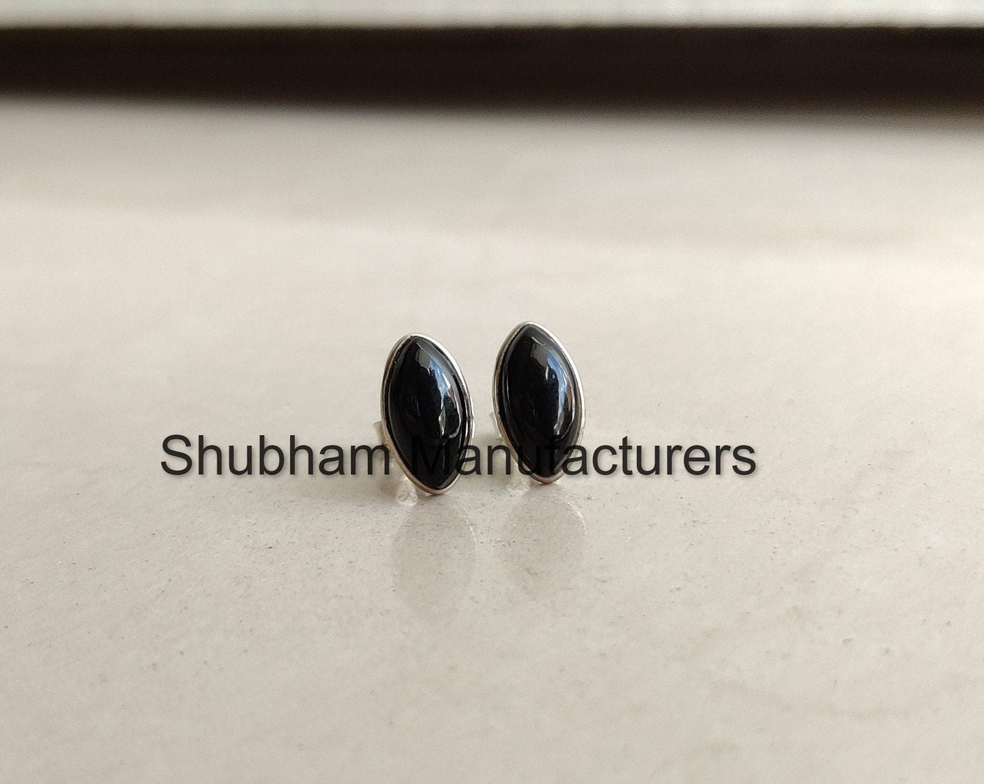 Genuine Black Onyx Stud Earrings, 925 Sterling Silver Studs, Black Earrings for Men & Women, Dainty Simple Studs, Black Gemstone Earrings