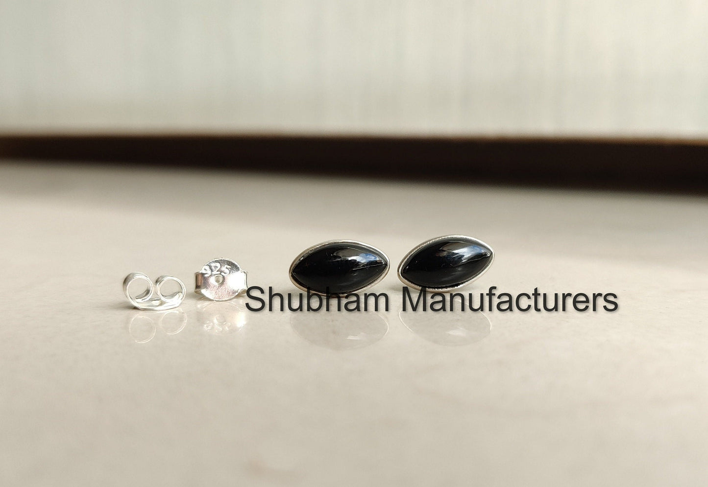 Genuine Black Onyx Stud Earrings, 925 Sterling Silver Studs, Black Earrings for Men & Women, Dainty Simple Studs, Black Gemstone Earrings