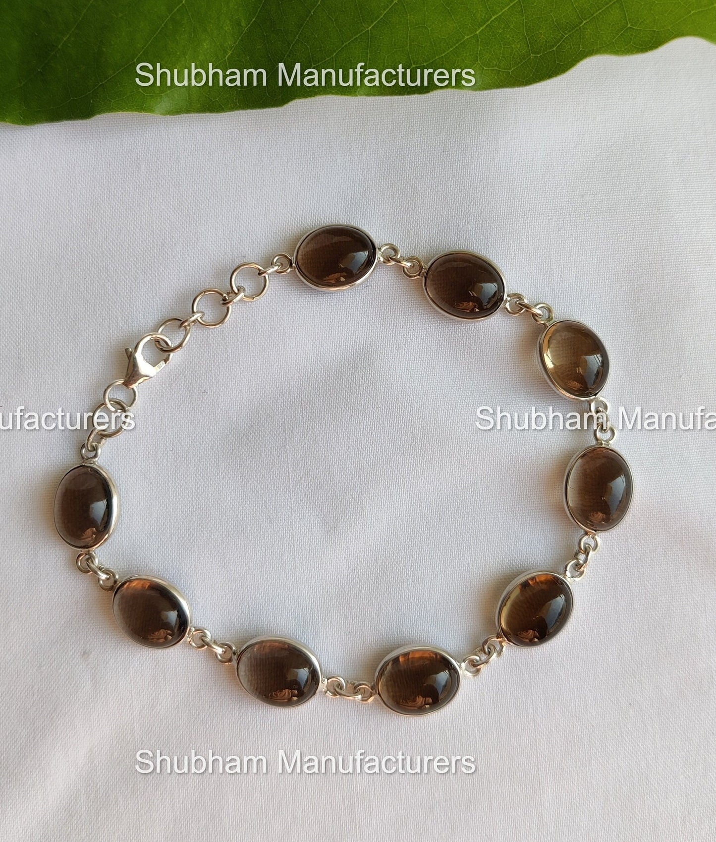 Natural Smoky Quartz Bracelet, 925 Sterling Silver Bracelet, Brown Quartz Jewelry,Link Chain Adjustable Bracelet,Birthstone Bracelet for Her