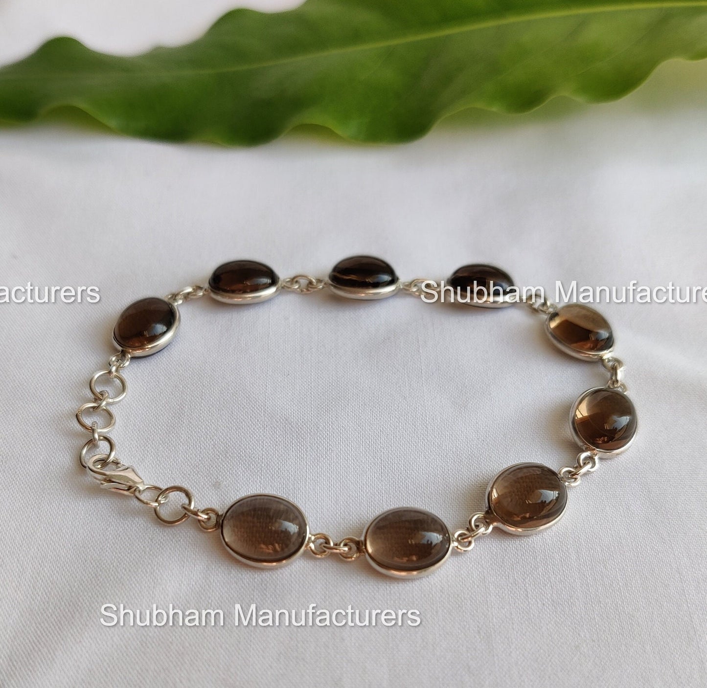 Natural Smoky Quartz Bracelet, 925 Sterling Silver Bracelet, Brown Quartz Jewelry,Link Chain Adjustable Bracelet,Birthstone Bracelet for Her